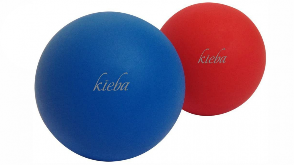 Blue and red massage balls. 